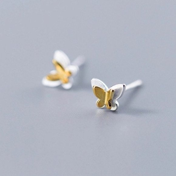 Jewelry - 3D Butterflies Stud Earrings Silver Gold-SS027